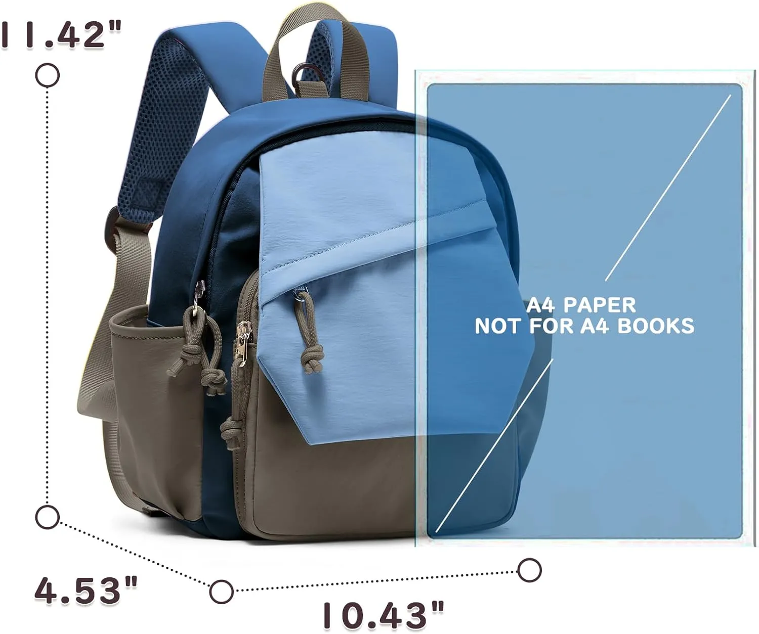 Toddler Backpack for Boys Girls 2-4, Small Kids Backpack for School, Preschool Kindergarten Backpack, Toddler Mini Bookbag Travel Daypack for Kids Blue Khaki