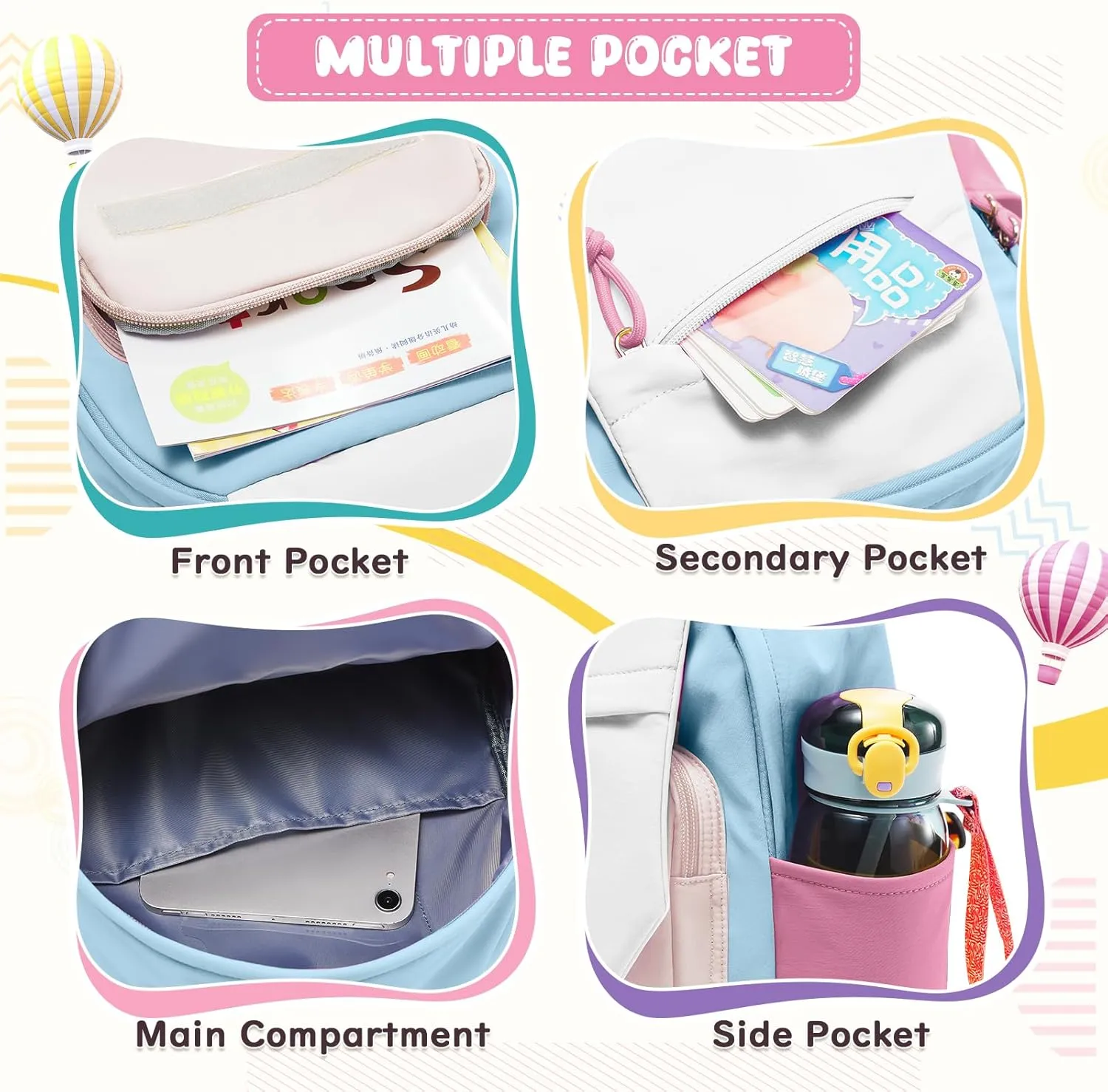 Toddler Backpack for Boys Girls 2-4, Small Kids Backpack for School, Preschool Kindergarten Backpack, Toddler Mini Bookbag Travel Daypack for Kids Pink Blue
