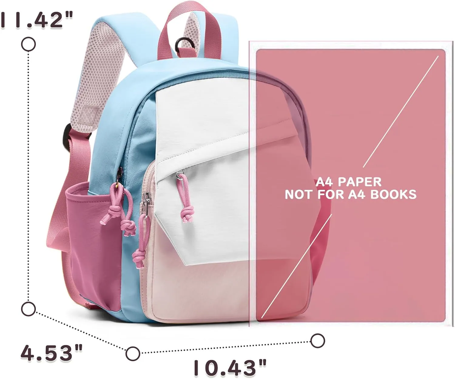 Toddler Backpack for Boys Girls 2-4, Small Kids Backpack for School, Preschool Kindergarten Backpack, Toddler Mini Bookbag Travel Daypack for Kids Pink Blue