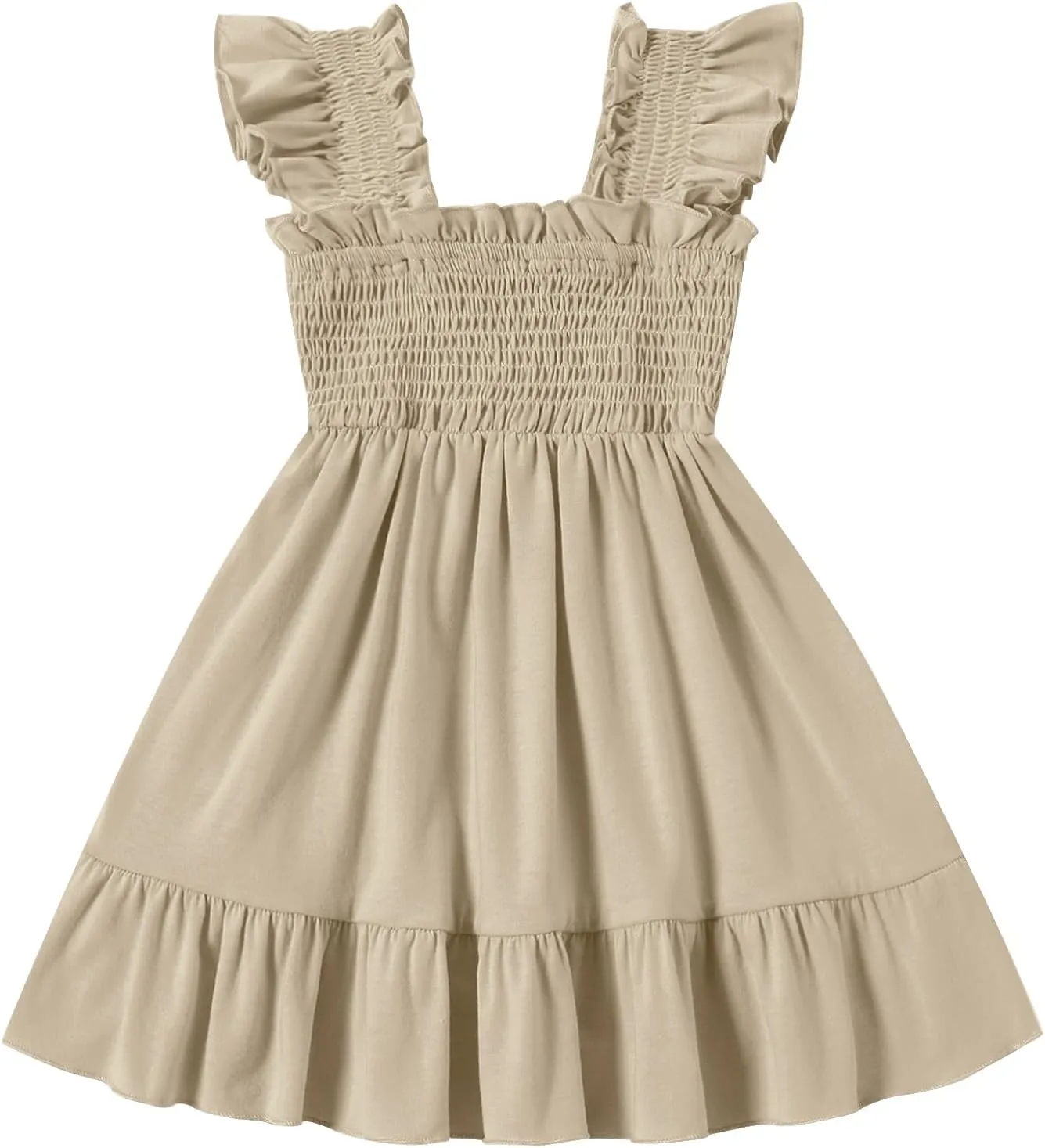 Toddler Girl Summer Dress Sleeveless Smocked Baby Dresses Square Neck Kids Tiered Boho Sundress Beach Casual Birthday