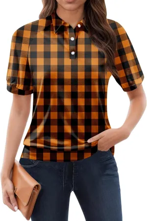 Tops for Women Trendy Short Sleeve Vacation Outfits Blouses Casual Summer Collared Shirts Polo Banded Hem