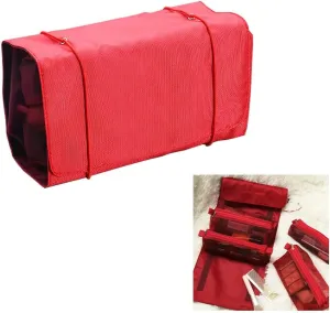 Travel size toiletries organizer makeup bag set for women backpack toiletries hanging 4 mesh bags for easy carrying red