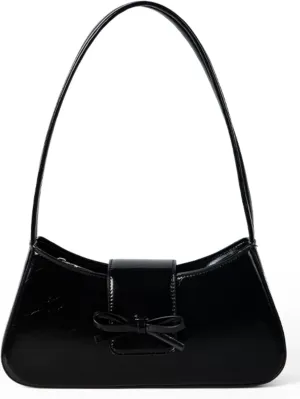 Trendy Y2K Bow Purse Women Cute Underarm Handbag 2025 Summer Vegan Patent Leather Shoulder Bag Small Red Hobo Clutch Bag