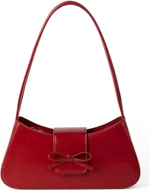 Trendy Y2K Bow Purse Women Cute Underarm Handbag 2025 Summer Vegan Patent Leather Shoulder Bag Small Red Hobo Clutch Bag