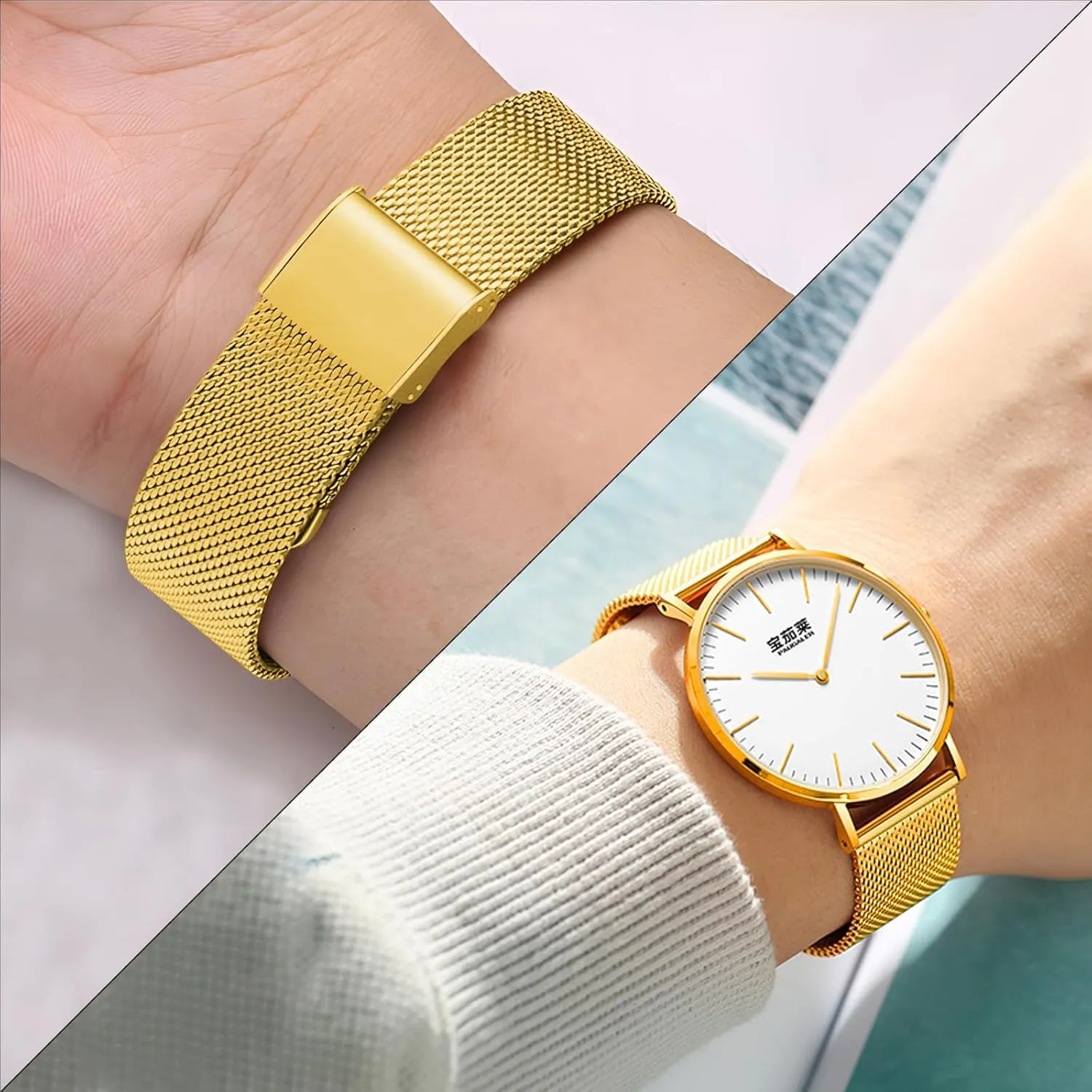 TStrap Mesh Watch Band Metal - Black Quick Release Watch Bands for Men Women - Stainless Steel Smart Watches Strap Bracelet Replacement - 10mm 12mm 14mm 16mm 18mm 20mm 22mm