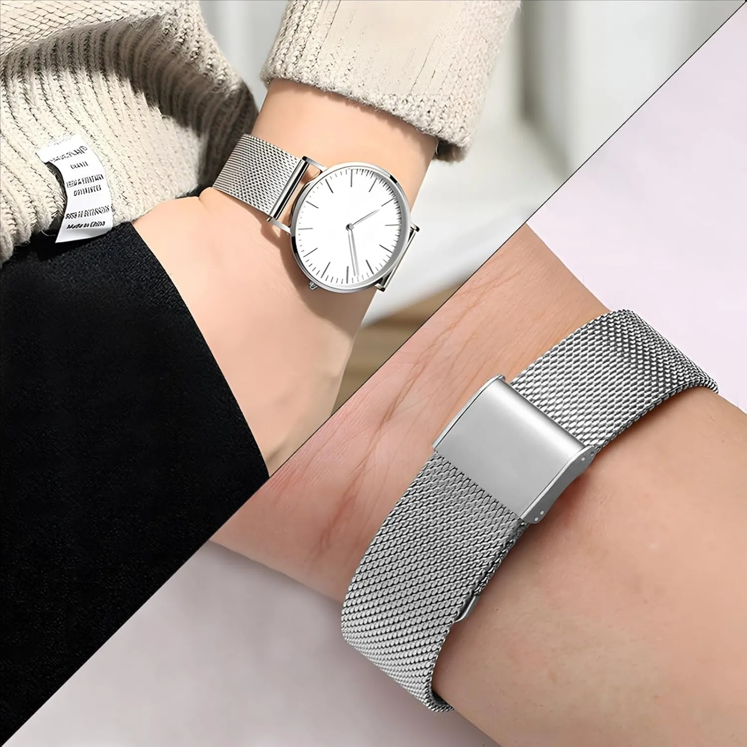 TStrap Mesh Watch Band Metal - Black Quick Release Watch Bands for Men Women - Stainless Steel Smart Watches Strap Bracelet Replacement - 10mm 12mm 14mm 16mm 18mm 20mm 22mm