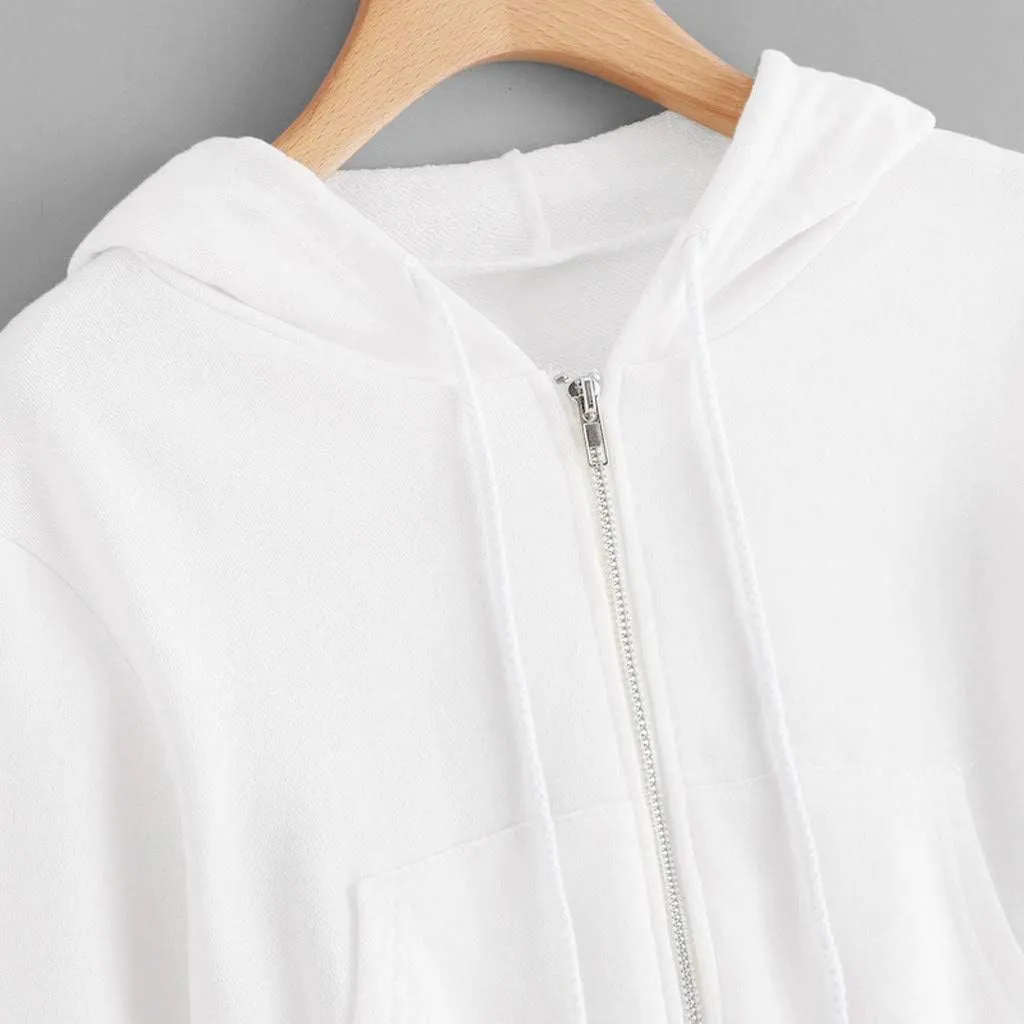 tuduoms Women Casual Cropped Zip Up Hoodie Cute Crop Top Y2K Teen Girls Trendy Lightweight Crop Jacket Long Sleeve Sweatshirt