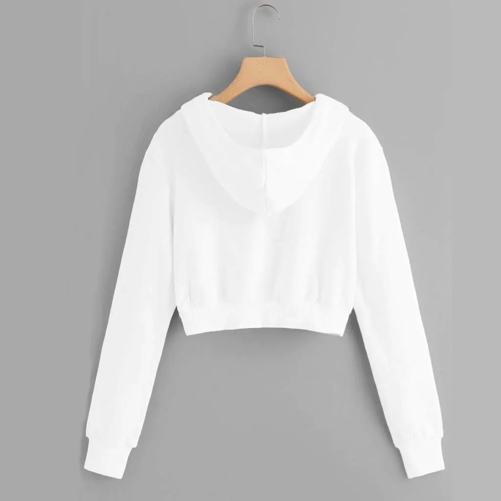 tuduoms Women Casual Cropped Zip Up Hoodie Cute Crop Top Y2K Teen Girls Trendy Lightweight Crop Jacket Long Sleeve Sweatshirt