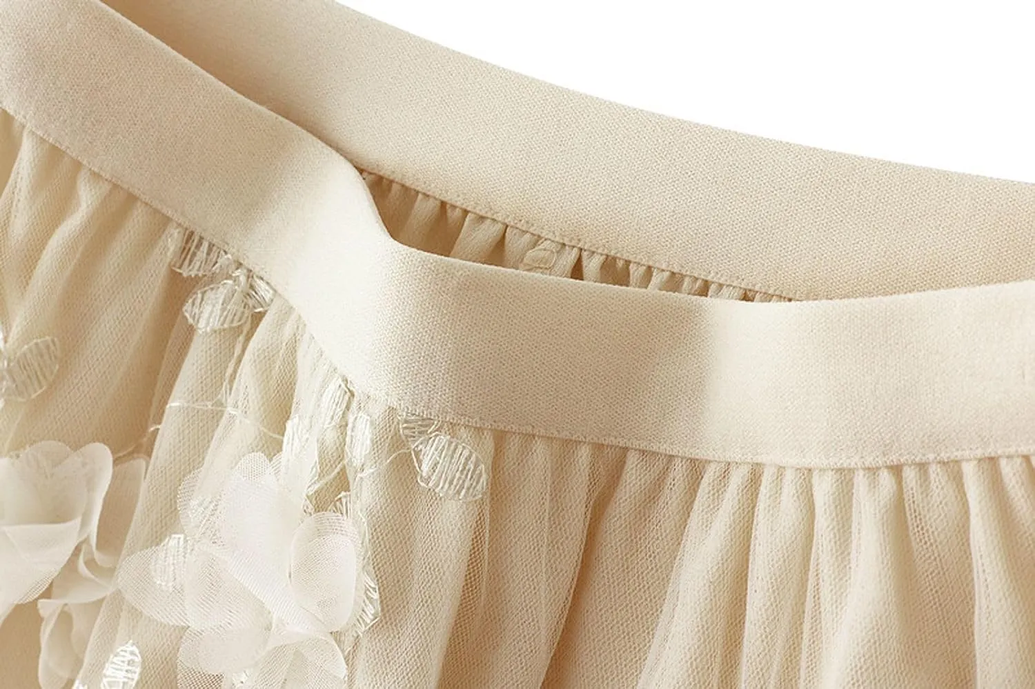 Tulle Skirts for Women 3D Floral Midi High Waist Skirt Cute Pleated A Line Layered Fairy Skirts 2025 Party Skirt