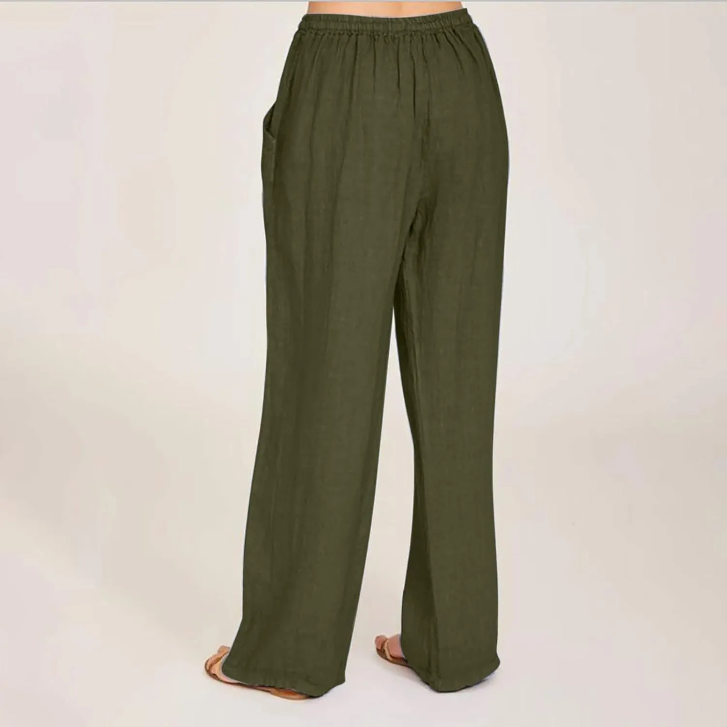 TUNUSKAT Womens Wide Leg Linen Pants Summer High Waist Cotton Palazzo Trousers Lounge Flowy Boho Slacks Beach Travel Outfits