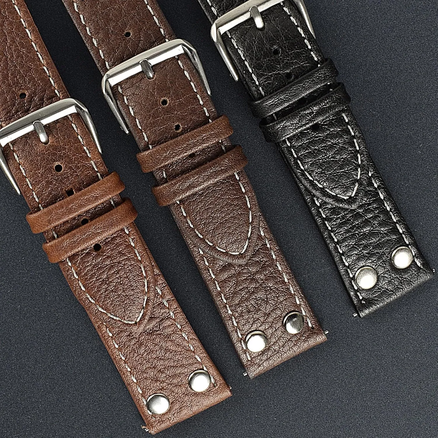 uEmoh Handmade Vintage Style Genuine Leather Cowhide Replacement Watch Strap (Men's & Women's) - 18mm 19mm 20mm 21mm 22mm 24mm