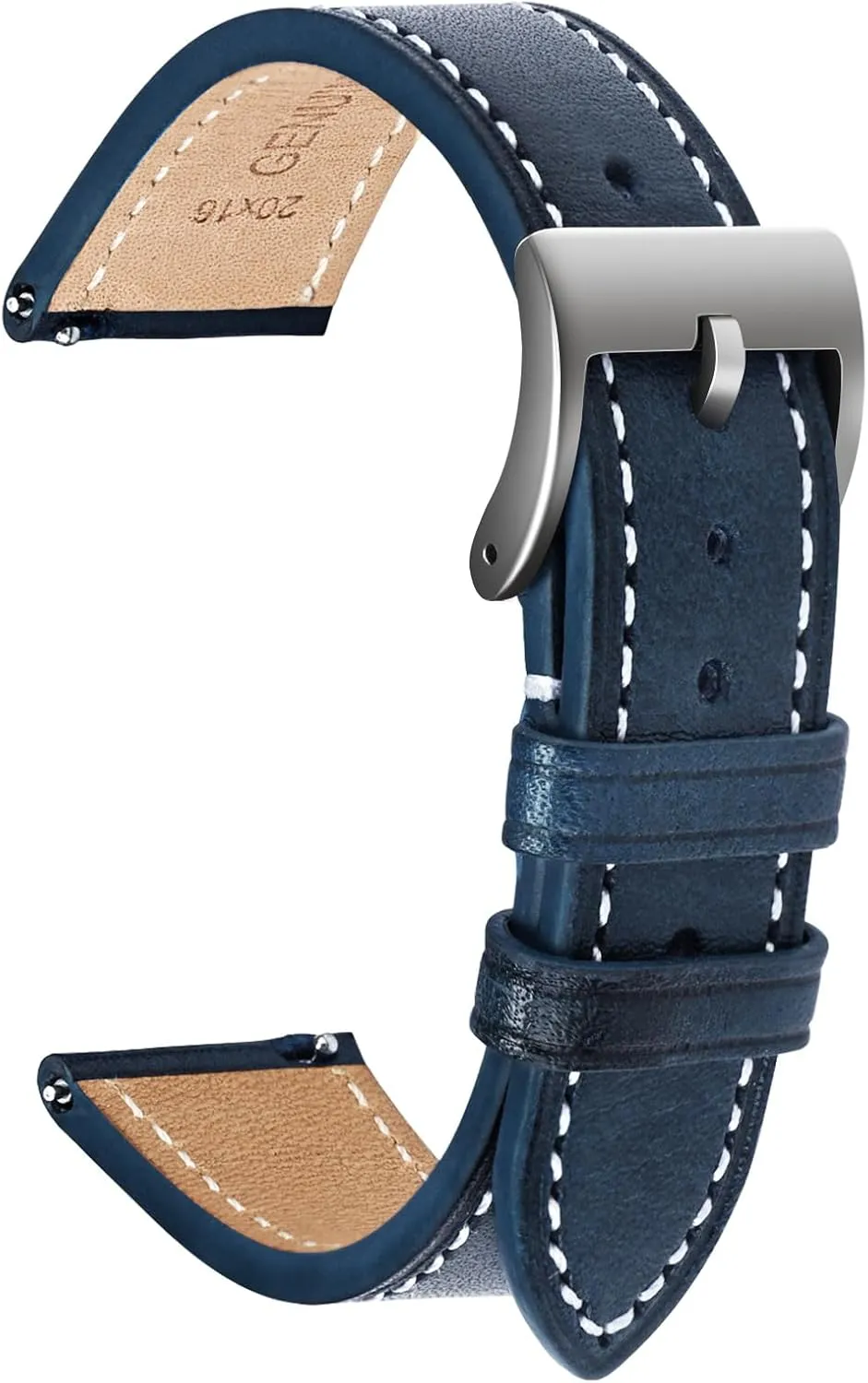 ULLCHRO Leather Watch Straps for Men & Women - Quick Release - Stainless Steel Buckle - Replacement Strap - Band With 17mm, 18mm, 19mm, 20mm, 21mm, 22mm