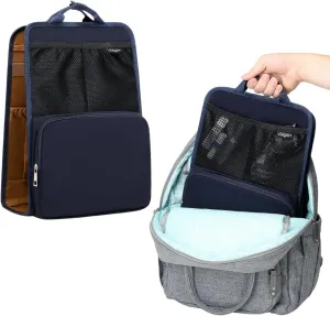 Unisex Foldable Vertical Backpack Organizer Insert for Tote Bag, Carry On, Picnic, Camping - 10 Pockets & Handle