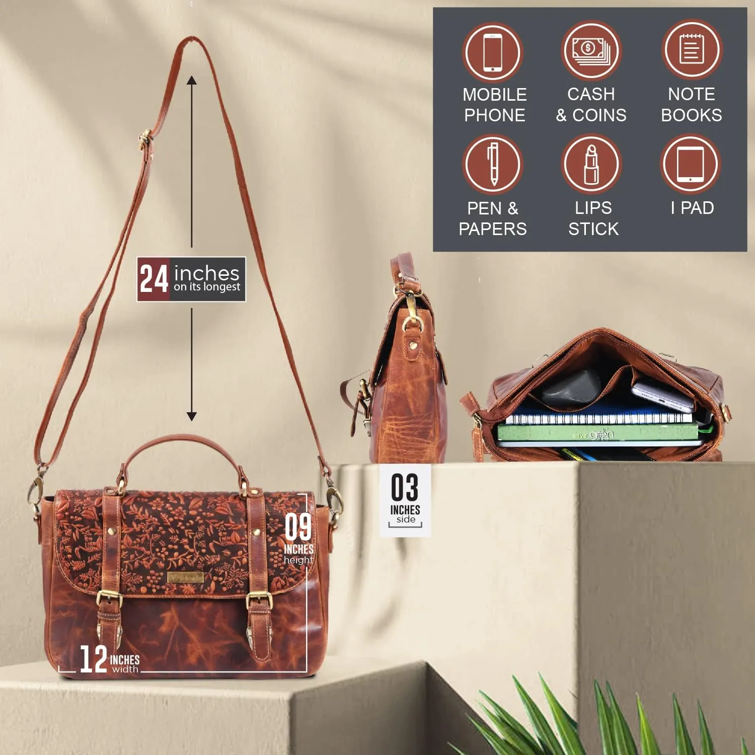 VALENCHI Genuine Leather Purse For Women - Real Leather Tote Bag For Women - Ladies Shoulder Bag For Work, Travel