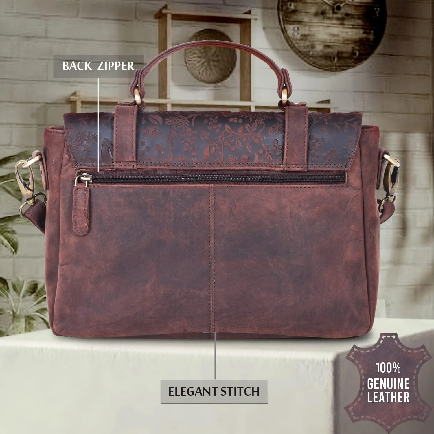 VALENCHI Genuine Leather Purse For Women - Real Leather Tote Bag For Women - Ladies Shoulder Bag For Work, Travel