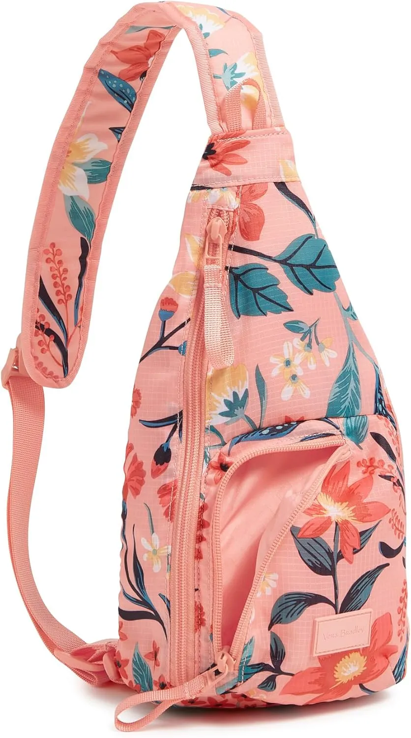 Vera Bradley Ripstop Mini Sling Backpack, Paradise Bright Coral