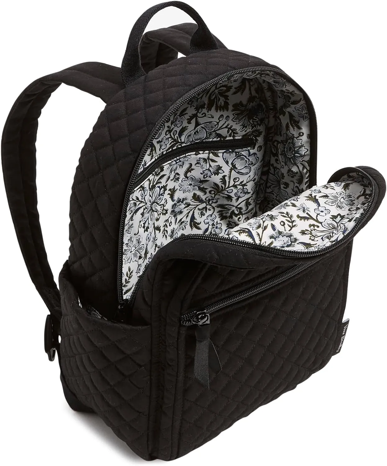 Vera Bradley Women's Cotton Small Backpack, Black - Recycled Cotton, One Size