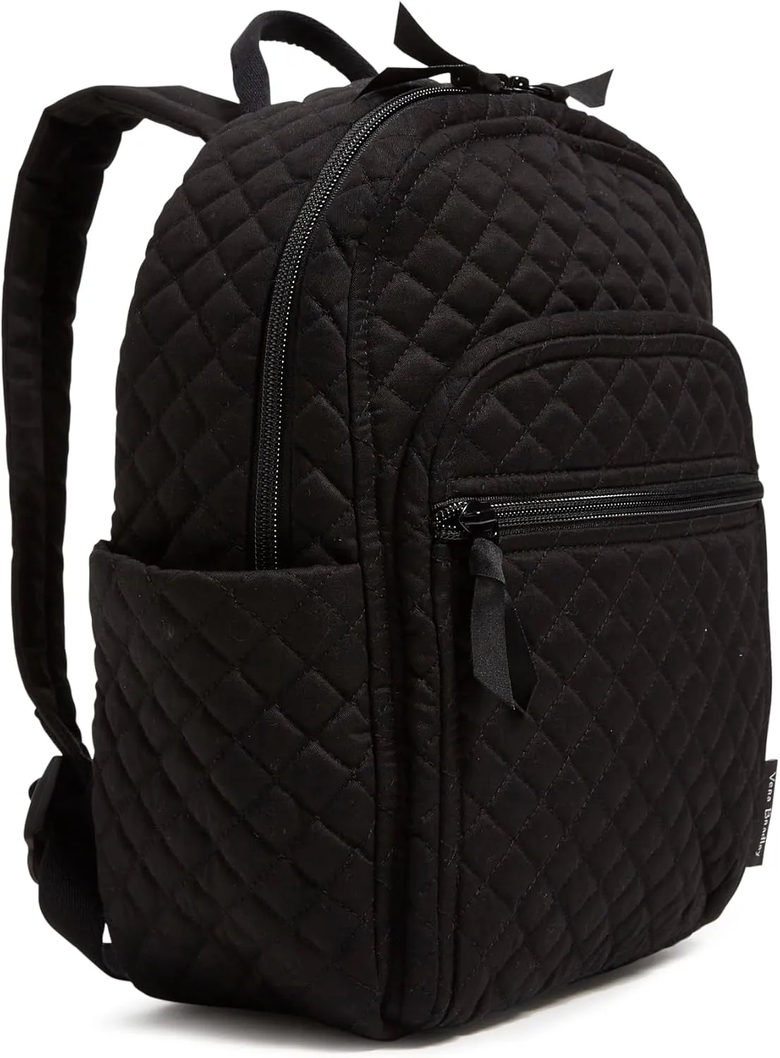 Vera Bradley Women's Cotton Small Backpack, Black - Recycled Cotton, One Size