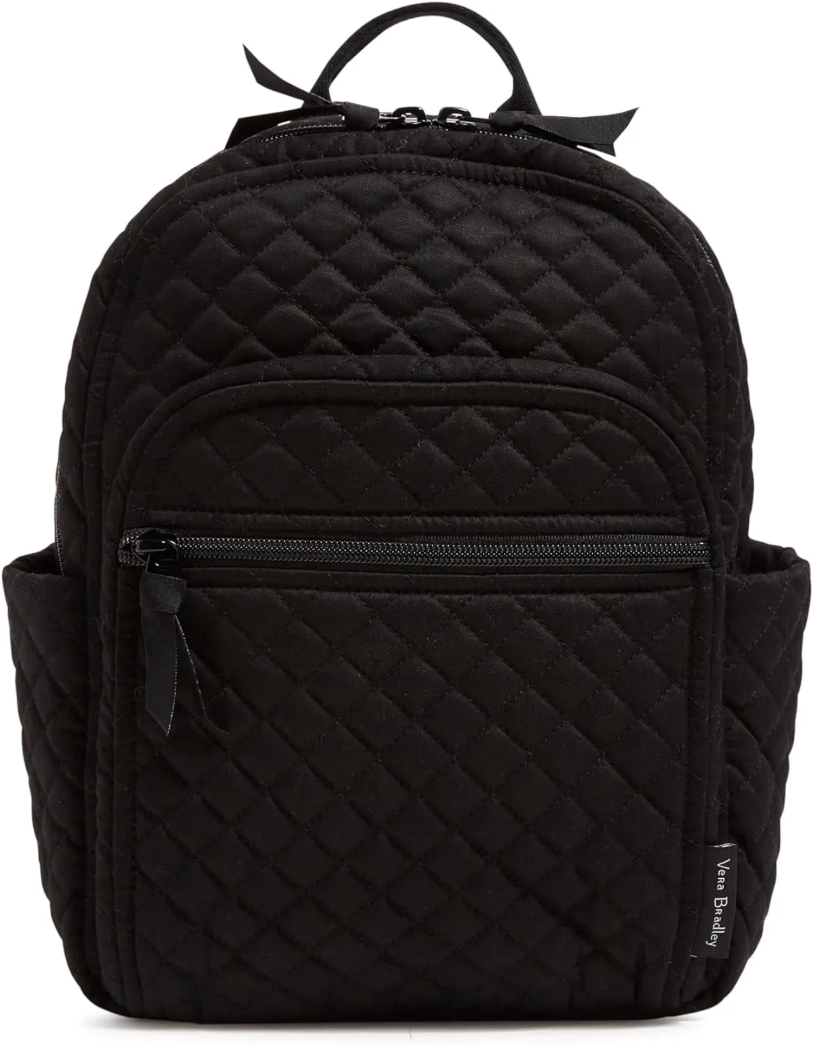 Vera Bradley Women's Cotton Small Backpack, Black - Recycled Cotton, One Size