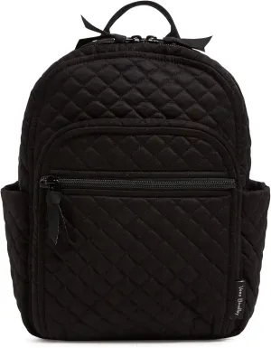 Vera Bradley Women's Cotton Small Backpack, Black - Recycled Cotton, One Size