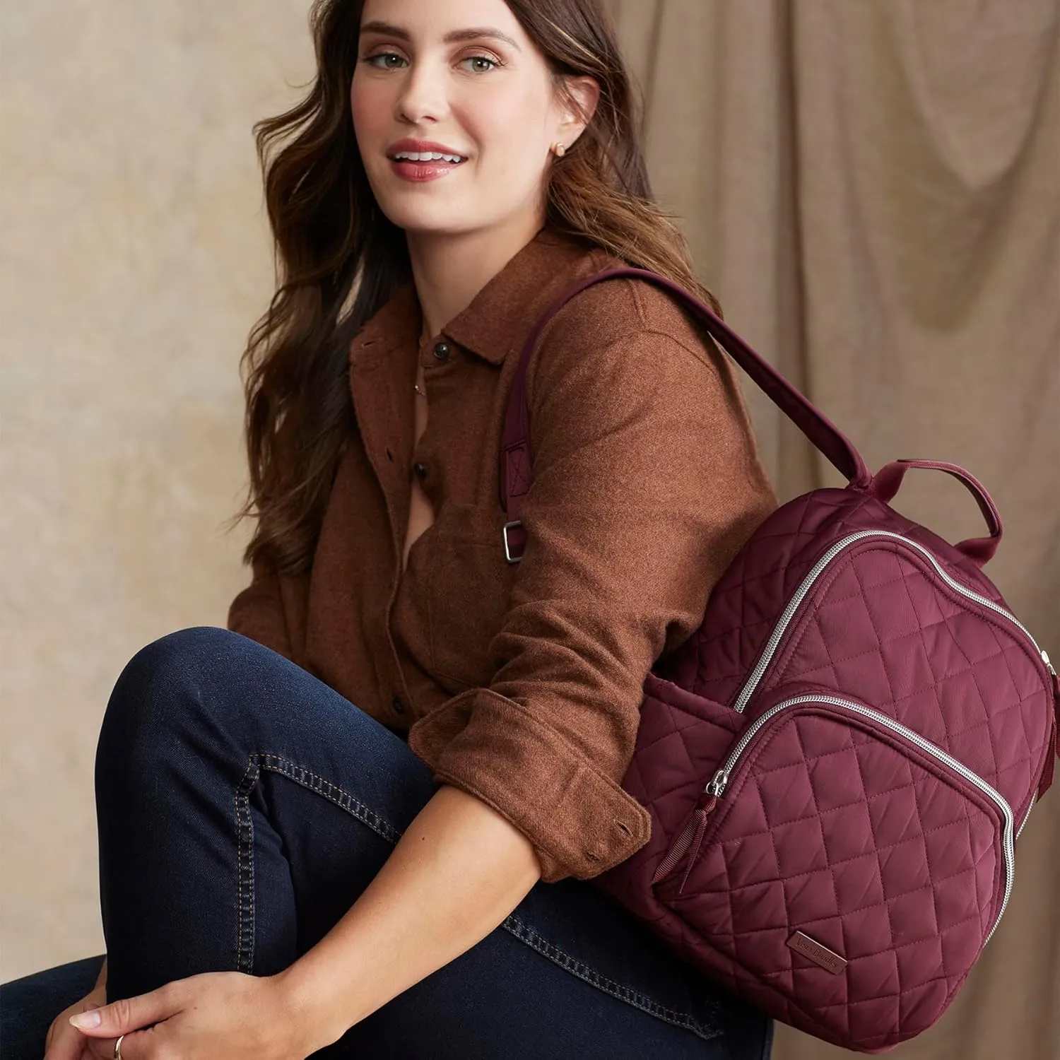 Vera Bradley Women's, Performance Twill Small Backpack, Raisin, One Size