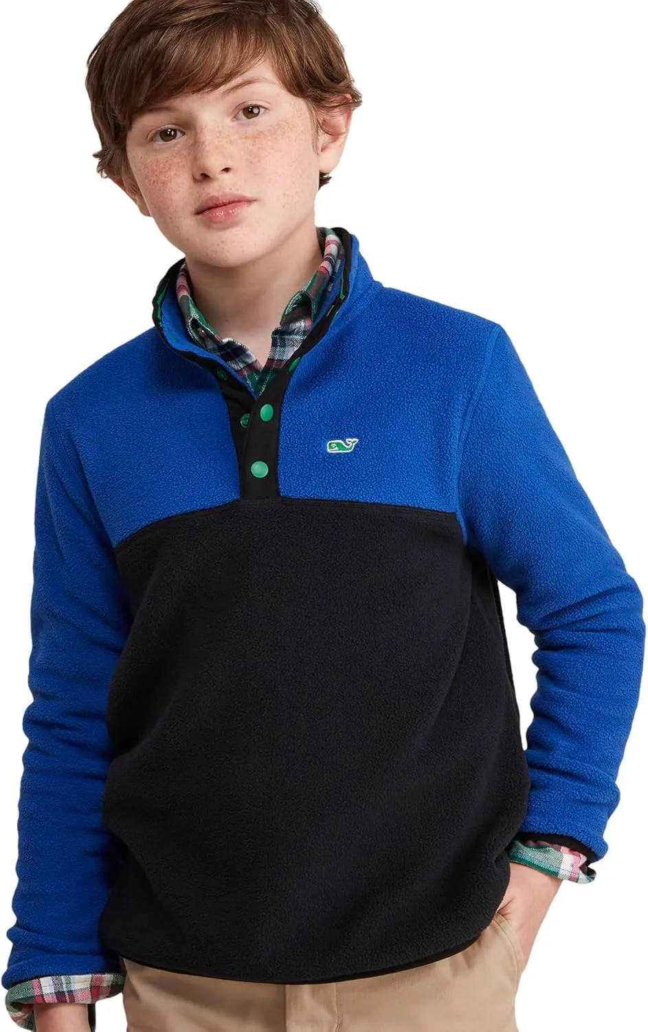 vineyard vines Boys' Color Blocked Harbor Fleece Quarter-snap