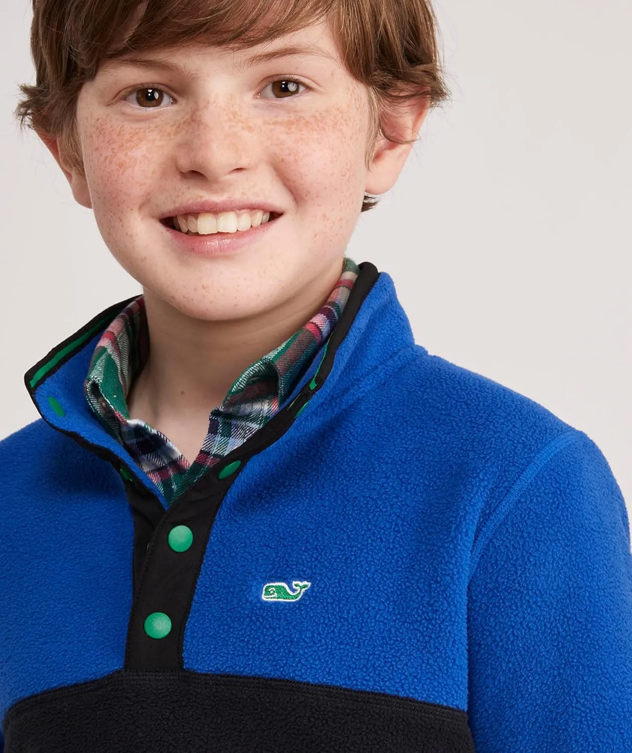 vineyard vines Boys' Color Blocked Harbor Fleece Quarter-snap