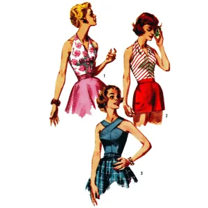 Vintage 1950s Sewing Pattern - Set of Halter Blouses - Bust: 34” (86.3cm)