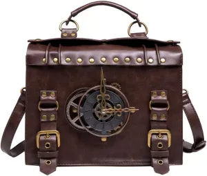 Vintage Steampunk Satchel PU Leather Briefcases Shoulder