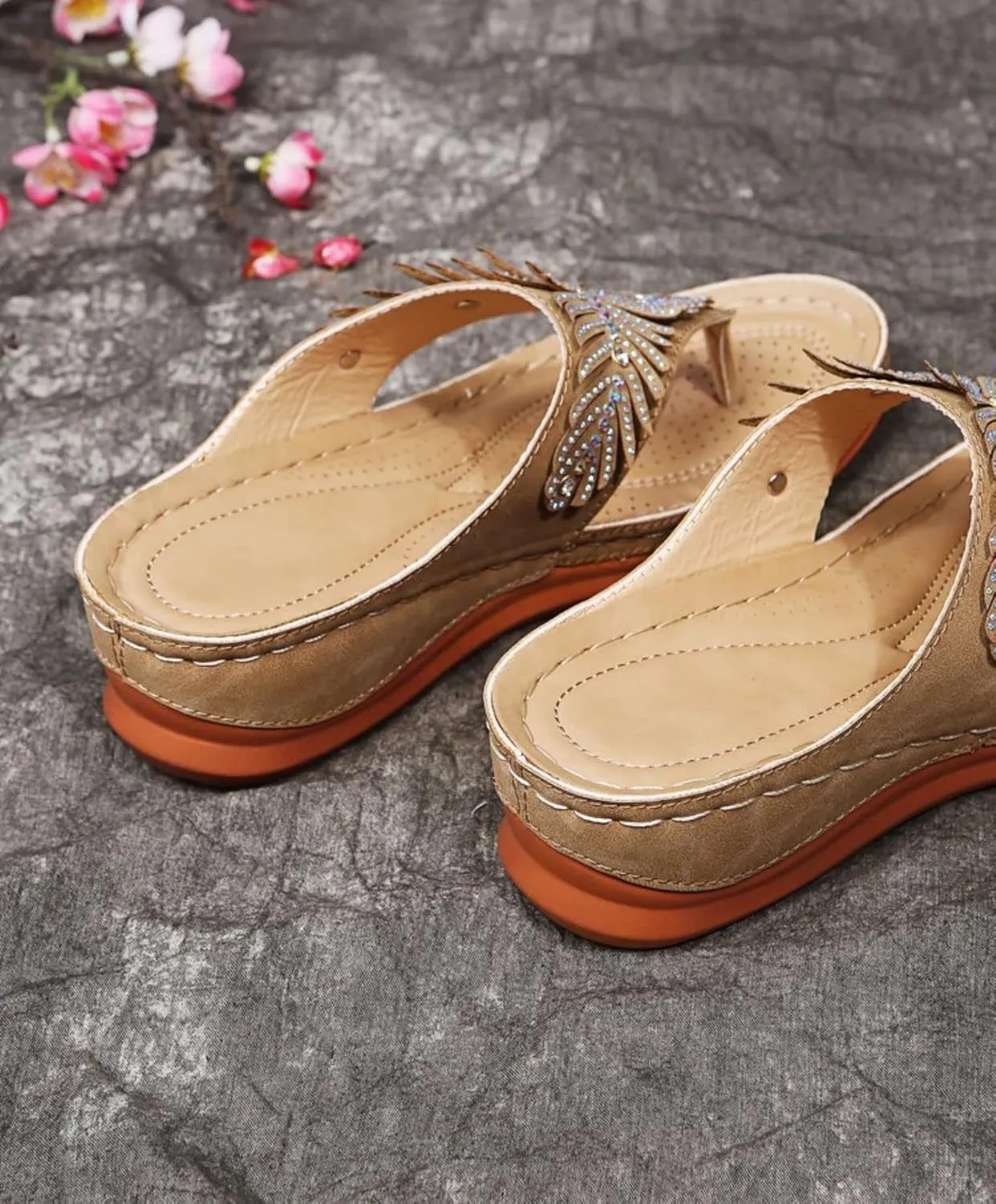 Wedge Sandals for Women Arch Support Summer Casual Slip On Womens Flip Flops Orthopedic Comfortable Platform Sandal Beach Vacation Travel Shoes