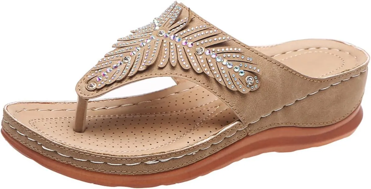 Wedge Sandals for Women Arch Support Summer Casual Slip On Womens Flip Flops Orthopedic Comfortable Platform Sandal Beach Vacation Travel Shoes