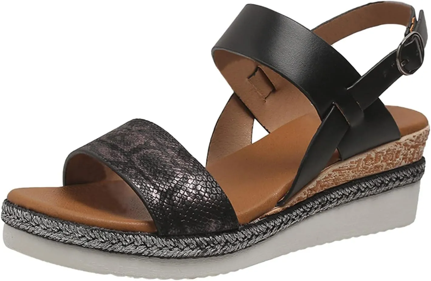 Wedge Sandals for Women Platform Wedge Heels Summer Ankle Strap Comfort Sole Open Toe Flat Orthopedic Sandals for Women Beach Casual Slip On Sandal Beach Dress Comfortable Breathable Footwear