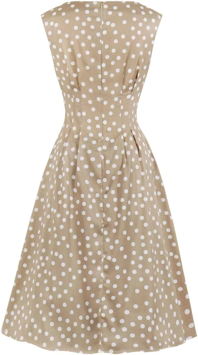 Wellwits Women's Sleeveless Summer Midi Polka Dots Vintage Dress