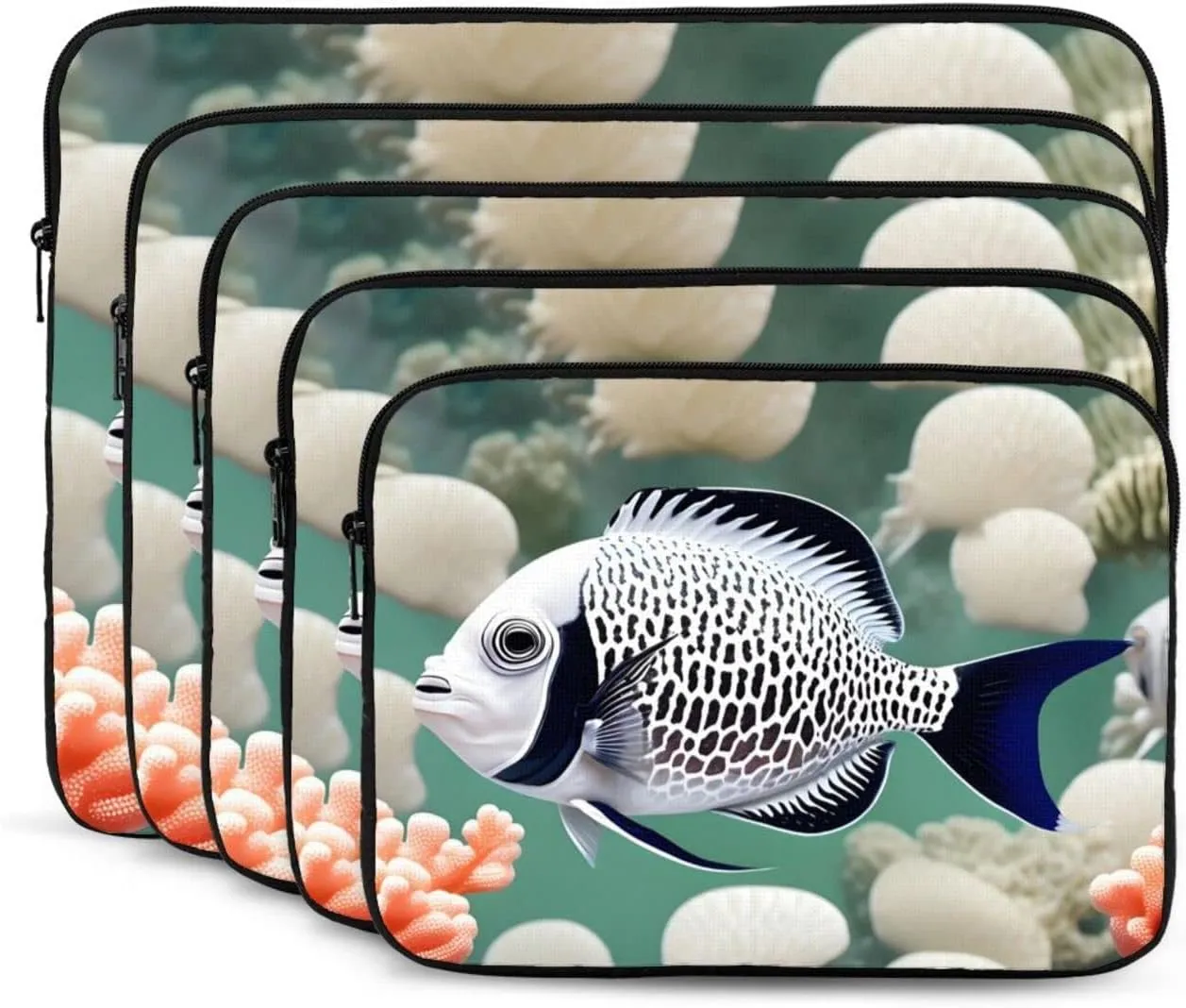White Tropical Fish Shockproof And Waterproof Computer Bag, Suitable For Business Trips Office