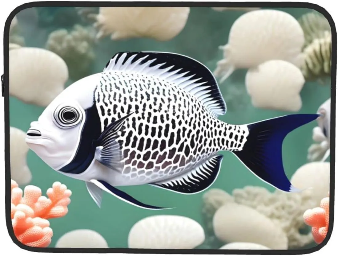 White Tropical Fish Shockproof And Waterproof Computer Bag, Suitable For Business Trips Office