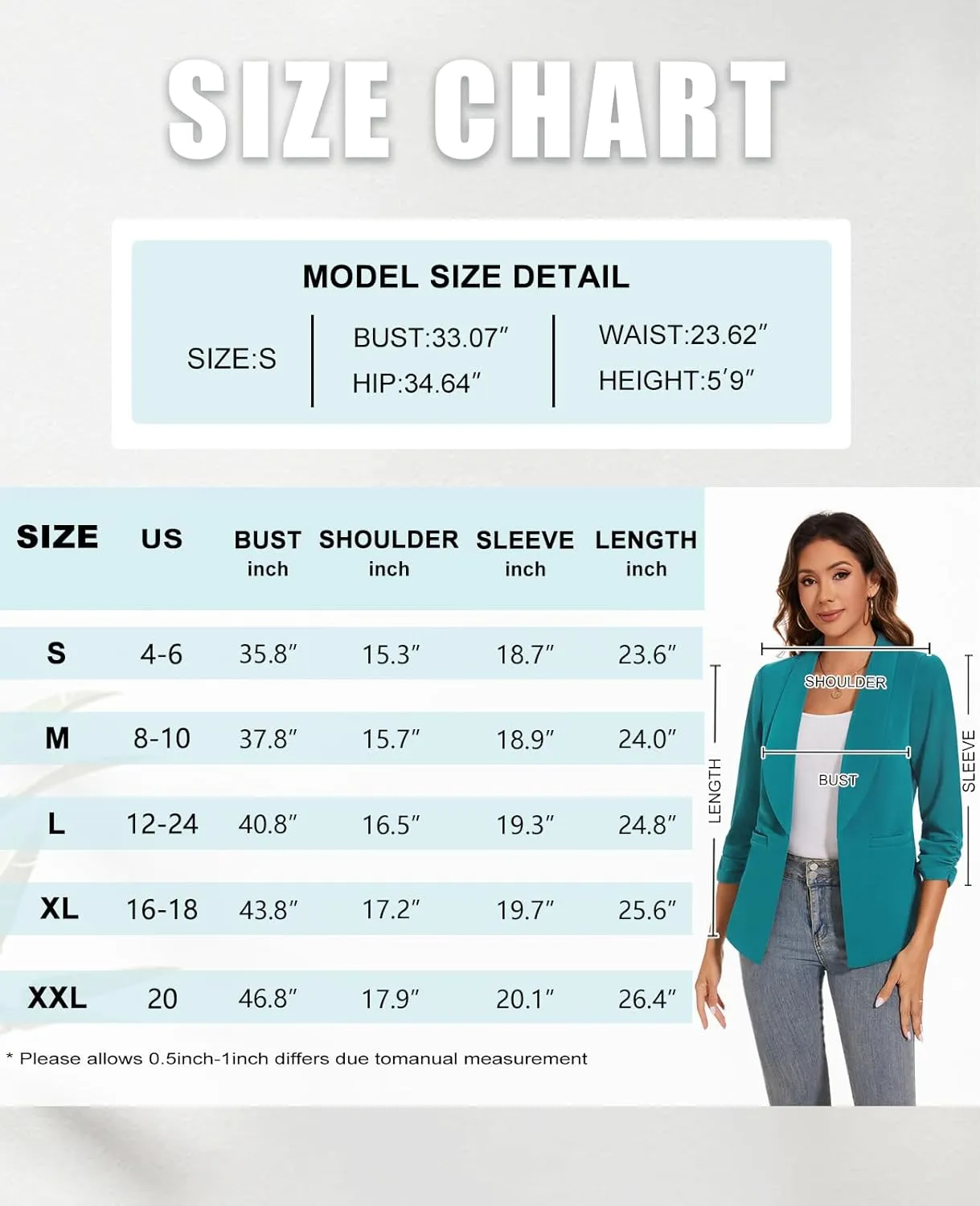 Women Casual Shawl Lapel Work Blazer Ruched 3/4 Sleeve Open Front Business Office Suit Jackets with Pockets
