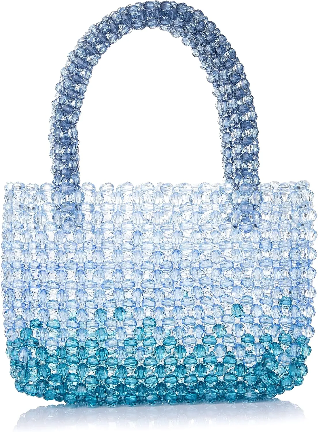 Women Gradient Translucent Acrylic Beaded Handbag Elegant Evening Clutch for Wedding Party