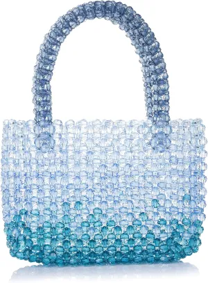 Women Gradient Translucent Acrylic Beaded Handbag Elegant Evening Clutch for Wedding Party