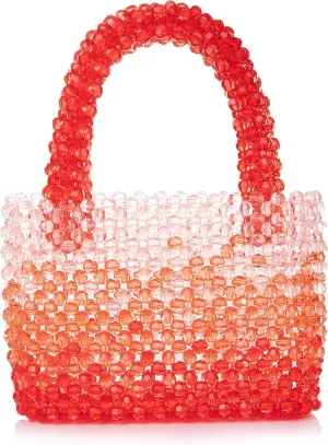 Women Gradient Translucent Acrylic Beaded Handbag Elegant Evening Clutch for Wedding Party