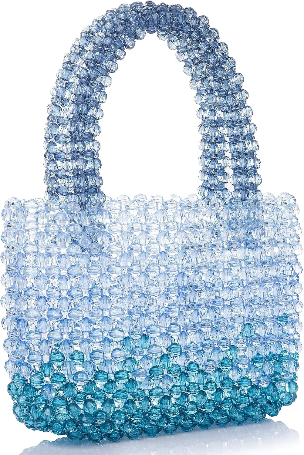 Women Gradient Translucent Acrylic Beaded Handbag Elegant Evening Clutch for Wedding Party