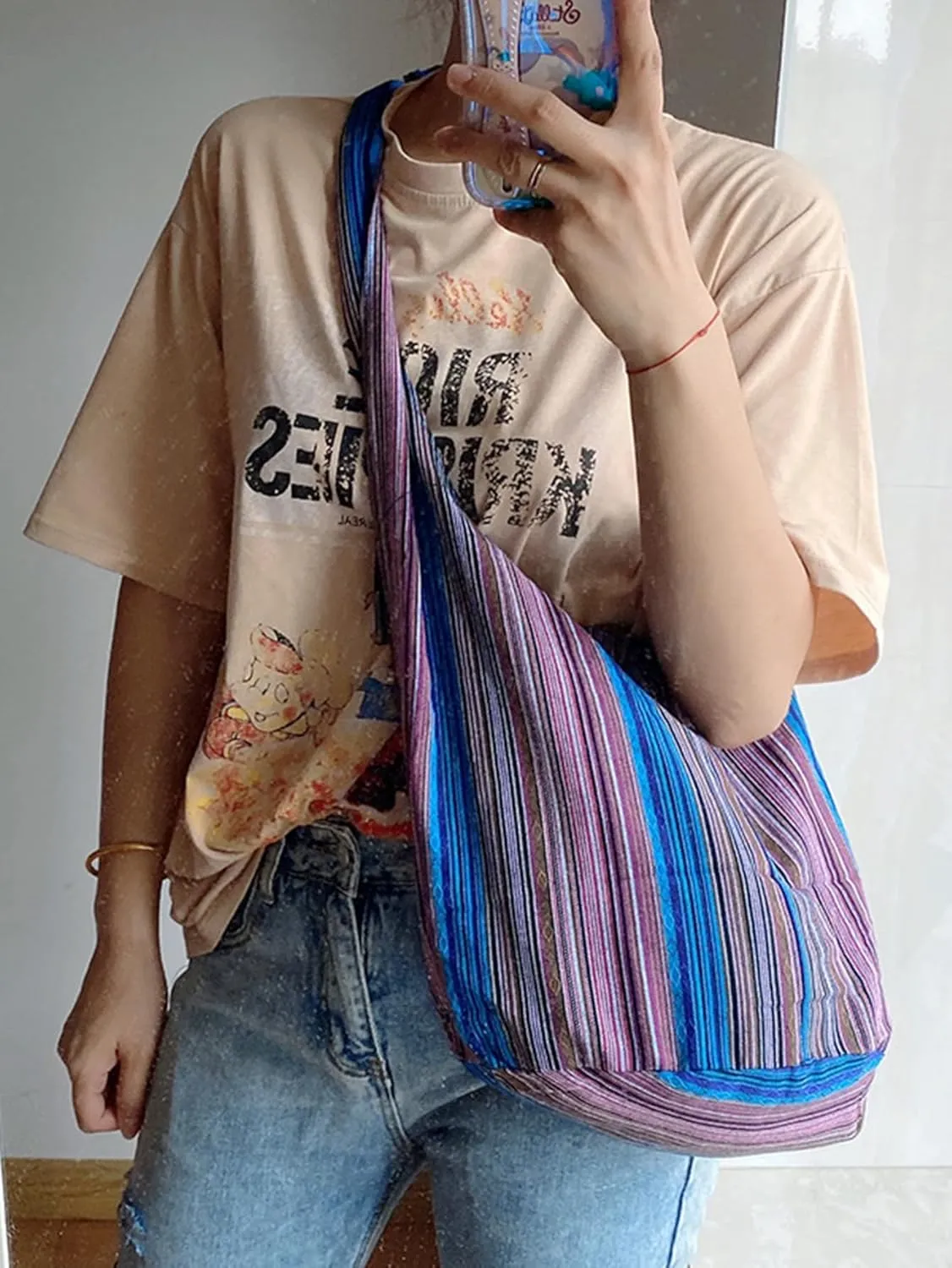 Women Hobo Handbags Canvas Crossbody Tote Bag With Zipper Large Shoulder Bag Hobo Handbag with Adjustable Strap
