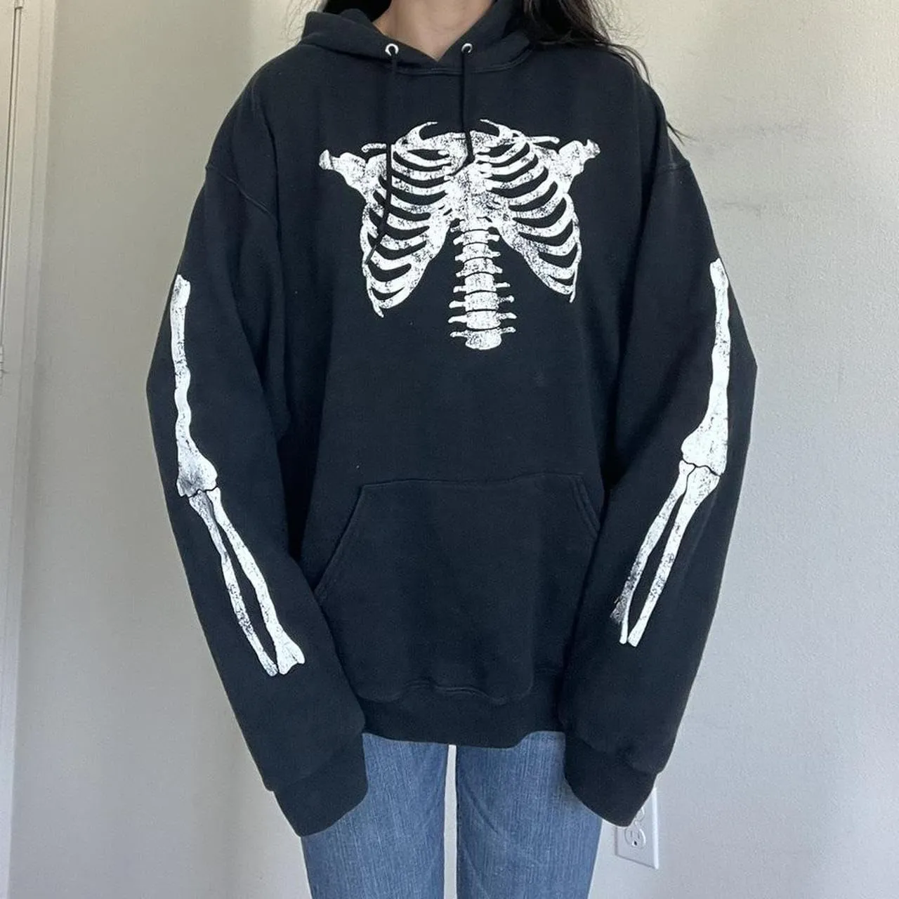 Women Men Y2k Hoodie Oversized Long Sleeve Pullover Sweatshirt Goth Grunge Aesthetic Hoodies Vintage Streetwear