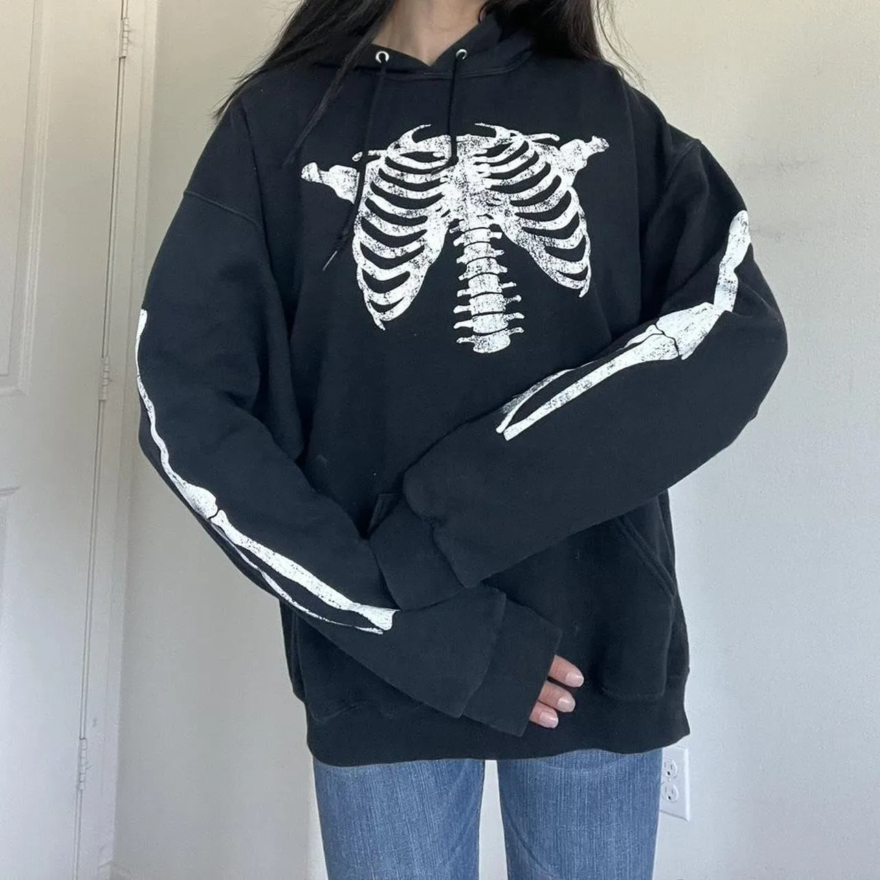 Women Men Y2k Hoodie Oversized Long Sleeve Pullover Sweatshirt Goth Grunge Aesthetic Hoodies Vintage Streetwear
