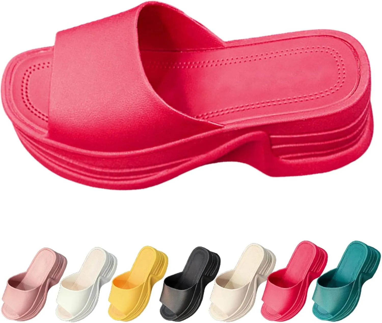Women Platform Sandals Comfortable Open Toe Wedge Sandals Slip On Platform Slides for Women Summer Casual Beach Shoes