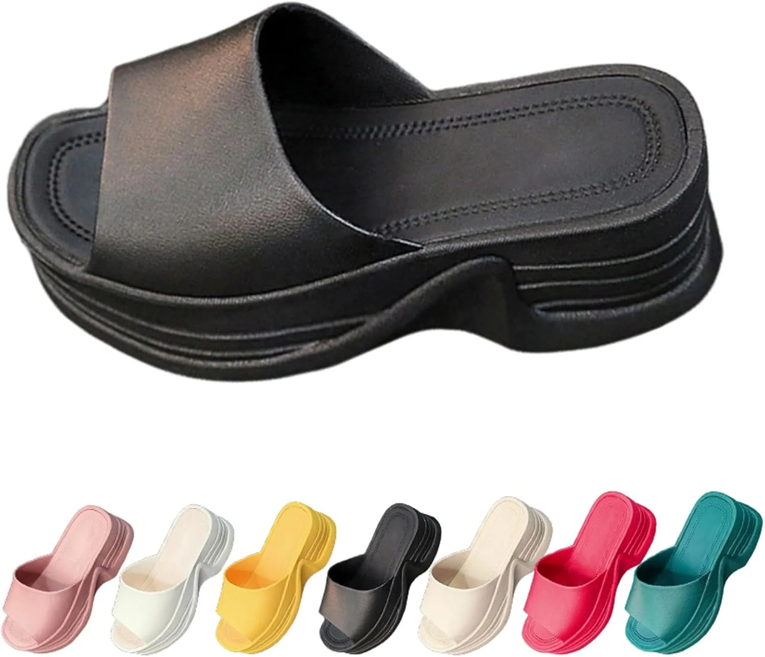 Women Platform Sandals Comfortable Open Toe Wedge Sandals Slip On Platform Slides for Women Summer Casual Beach Shoes