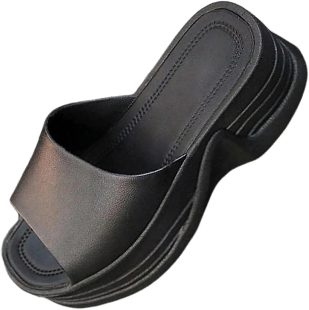 Women Platform Sandals Comfortable Open Toe Wedge Sandals Slip On Platform Slides for Women Summer Casual Beach Shoes