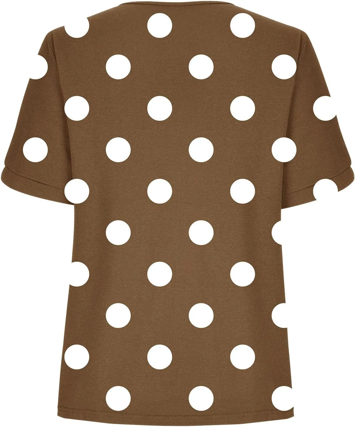 Women Polka Dot Tshirt Shirts Summer Fashion V-Neck Short Sleeve Tee Top Loose Trendy Button Decor Petite Tops Shirt
