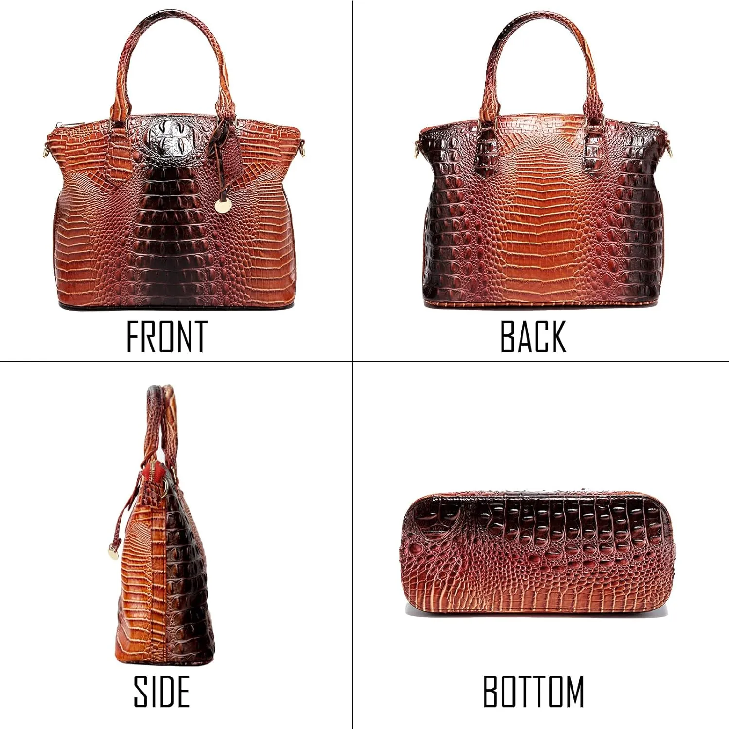 Women Purse Satchel Bag Long Crossbody Classy Tote Bag Top Handle Vegan Leather Ladies Handbags Embossed Pattern