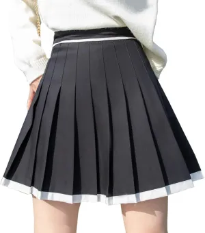Women Skirt Solid Color Sexy High Waist Midi Pleated Skirts Korean Mini A-Line Skirt