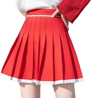 Women Skirt Solid Color Sexy High Waist Midi Pleated Skirts Korean Mini A-Line Skirt